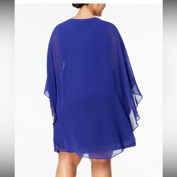 SLNY Women’s Formal Dress Plus Size 14W Blue Cape 2pc Shift Evening Gown NEW - Picture 5 of 5